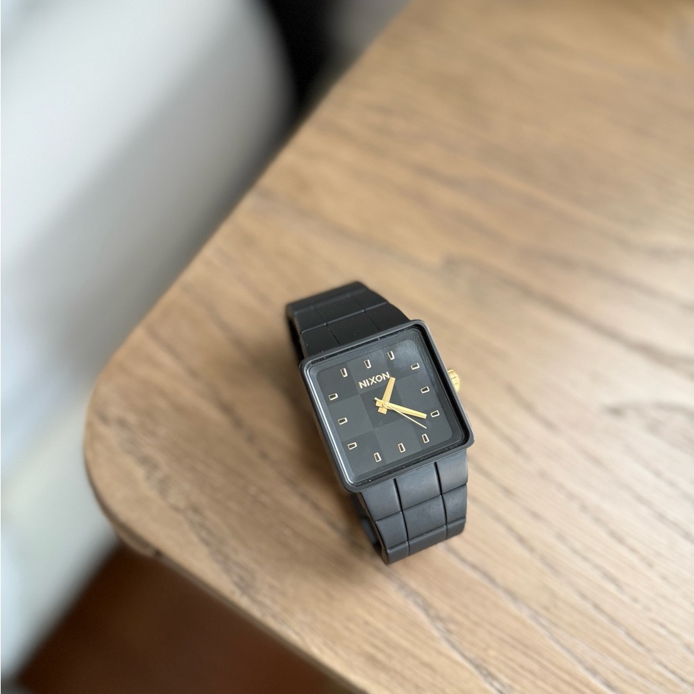 Nixon Matte Black and Gold Square Watch